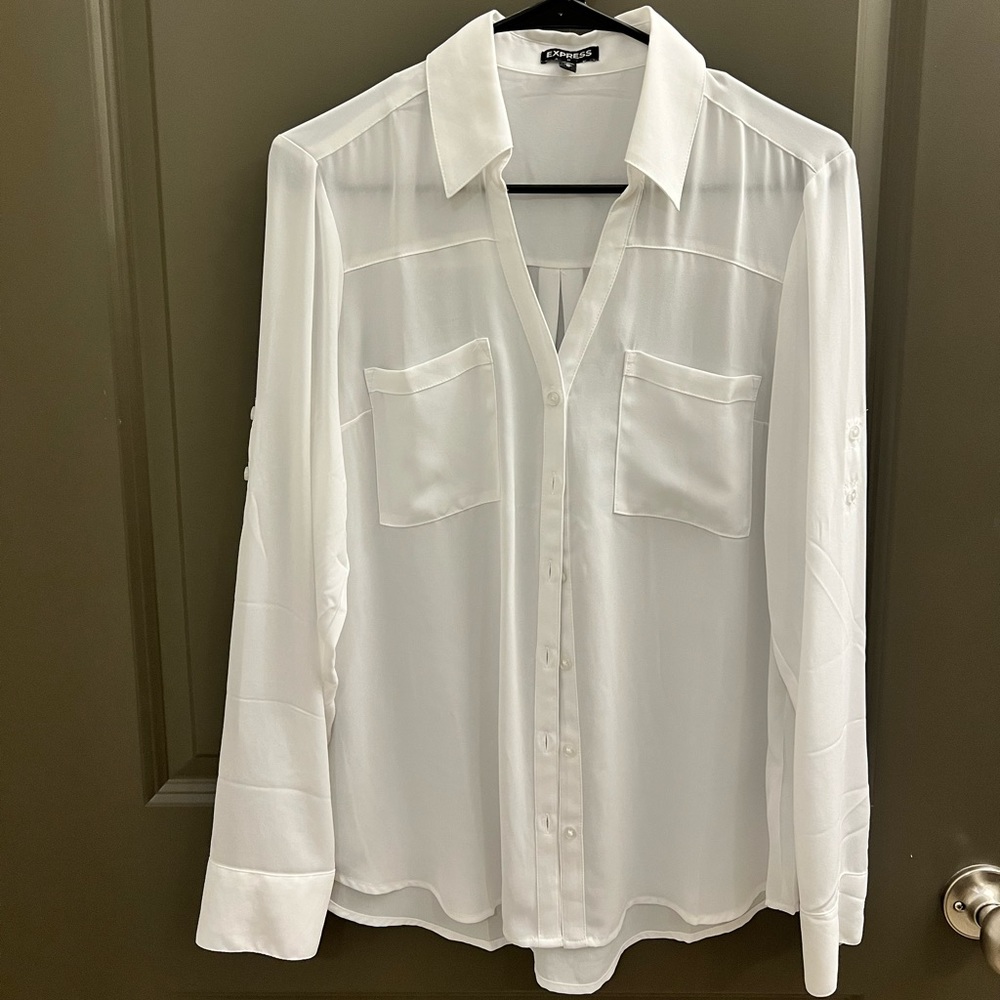 Express button down dress shirt with adjustable sleeves